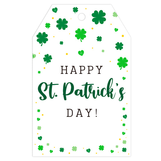 G2PLUS St. Patrick's Day Gift Tags, 50 Pcs Happy St. Patrick's Day Tags, Irish Shamrock Gift Tags, Lucky Clover Gift Tags with String for Gift Wrapping, St. Patrick's Day Party Favors