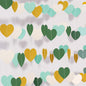 G2PLUS Glitter Heart Garland, 16m Green White Gold Hearts Hanging Garlands, Sparkling Paper Garland Hanging Streamer for Anniversary, Wedding, Birthday Party, Baby Shower