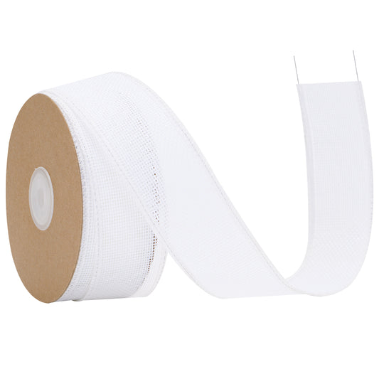 G2PLUS 4cm Wired Burlap Ribbon, White Wired Ribbon for Crafting,10m Hessian Wired Ribbon for Bows Making, Wired Ribbon for Gift Wrapping, Wired Ribbon for Wreaths, Rustic Wedding Decoration