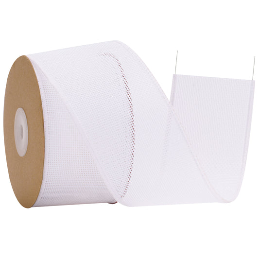 G2PLUS 6.4cm Wired Burlap Ribbon, White Wired Ribbon for Crafting,10m Hessian Wired Ribbon for Bows Making, Wired Ribbon for Gift Wrapping, Wide Wired Ribbon for Wreaths, Rustic Wedding Decoration