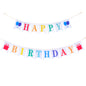 G2PLUS HAPPY BIRTHDAY Burlap Bunting Banner, Pre-strung Hessian Birthday Bunting Banner, Reusable Pentagon Burlap Birthday Banner,White Birthday Banner with Colorful Letters for Birthday Party