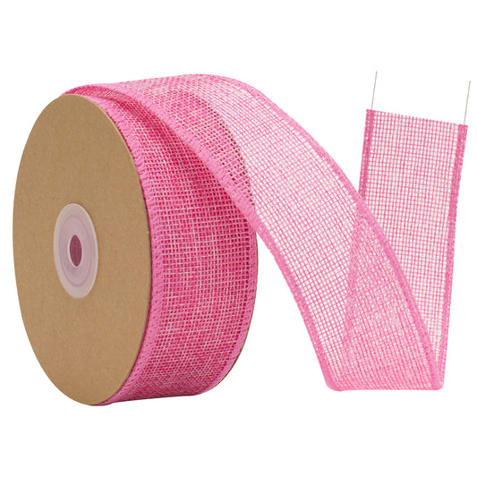G2PLUS 4cm Wired Burlap Ribbon, Pink Wired Ribbon for Crafting,10m Hessian Wired Ribbon for Bows Making, Wired Ribbon for Gift Wrapping, Wired Ribbon for Wreaths, Rustic Wedding Decoration