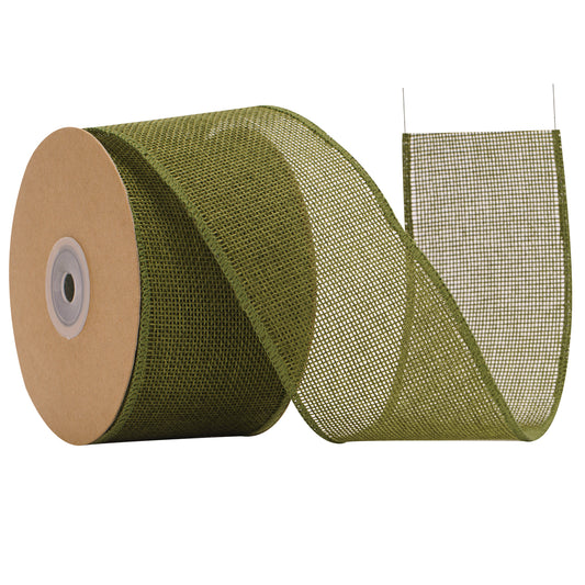 G2PLUS 6.4cm Wired Burlap Ribbon, Sage Green Wired Ribbon for Crafting,10m Hessian Wired Ribbon for Bows Making, Wired Ribbon for Gift Wrapping, Wide Wired Ribbon for Wreaths, Christmas Decoration