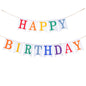 G2PLUS HAPPY BIRTHDAY Burlap Bunting Banner, Pre-strung Hessian Birthday Bunting Banner, White Burlap Birthday Banner with Colorful Letters, Vintage Cloth Birthday Banner for Birthday Parties