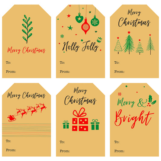 G2PLUS Brown Christmas Labels Stickers, 120PCS Sticky Name Labels, Christmas Stickers for Presents, Self Adhesive Christmas Sticky Labels for Xmas Gift, Present Tags for Christmas Decoration