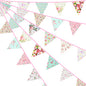 G2PLUS 39Ft Triangle Bunting Banner, 42pcs Cotton Pennant Banner, Reusable Pink Green Fabric Triangle Flags Party Decoration for Birthday, Wedding, Baby Shower, Room Decor