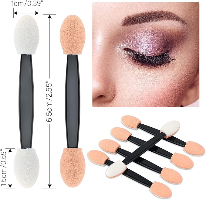 50PCS Sponge Eyeshadow Applicators - Disposable Sponge Brushes - Beige Eye Shadows for Nails & Eyeshadow Makeup
