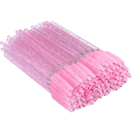 G2PLUS 50PCS Eyelash Mascara Brushes, Disposable Lash Spoolies, Bendable Crystal Mascara Wands for Lash Extensions, Eyebrow Grooming, Makeup Kit, Salon Professional Use