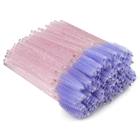 G2PLUS 50PCS Eyelash Mascara Brushes, Disposable Lash Spoolies, Bendable Crystal Mascara Wands for Lash Extensions, Eyebrow Grooming, Makeup Kit, Salon Professional Use