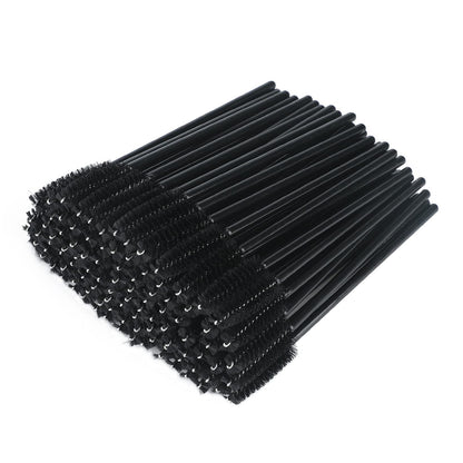 G2PLUS 50pcs Disposable Eyelash Brushes, Mascara Wands Applicator Makeup Kits, Eyelash Spoolies Brushes for Lash Extensions, Eyebrow Grooming, Makeup Kit, Salon Professional Use (Black)