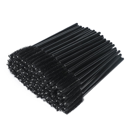 G2PLUS 50pcs Disposable Eyelash Brushes, Mascara Wands Applicator Makeup Kits, Eyelash Spoolies Brushes for Lash Extensions, Eyebrow Grooming, Makeup Kit, Salon Professional Use (Black)