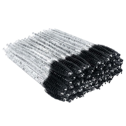 G2PLUS 50PCS Eyelash Mascara Brushes, Black Disposable Lash Spoolies, Bendable Crystal Mascara Wands for Lash Extensions, Eyebrow Grooming, Makeup Kit, Salon Professional Use