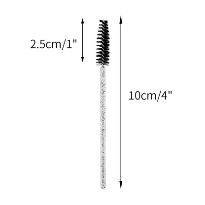 G2PLUS 50PCS Eyelash Mascara Brushes, Black Disposable Lash Spoolies, Bendable Crystal Mascara Wands for Lash Extensions, Eyebrow Grooming, Makeup Kit, Salon Professional Use