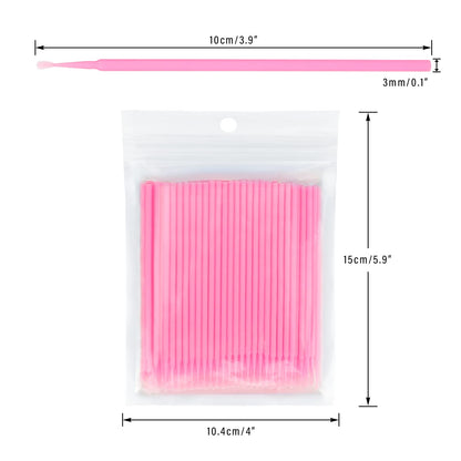 G2PLUS Micro Swabs, 100pcs Cotton Swabs for Makeup, Pink Microswabs for Eyelash Extensions, Disposable Applicators Brush for Nails, Eyeliner and Lash Tech Supplies