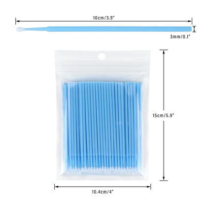 G2PLUS Micro Swabs, 100pcs Cotton Swabs for Makeup, Blue Microswabs for Eyelash Extensions, Disposable Applicators Brush for Nails, Eyeliner and Lash Tech Supplies