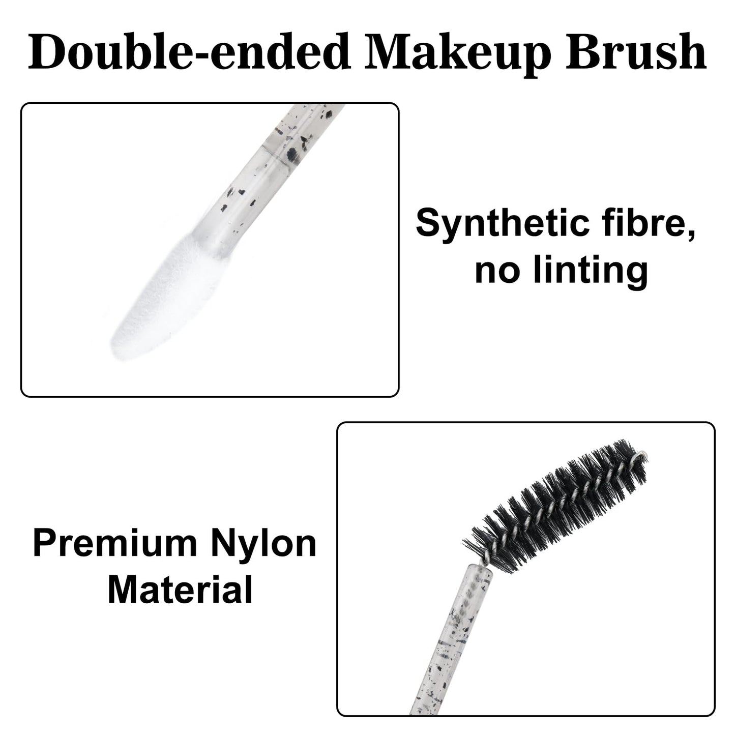 G2PLUS 100pcs Eyelash Brush Lip Brush, Dual Ended Lip & Lash Brush, Disposable Mascara Wands and Lipstick Brush, Eyelash Extension Supplies Makeup Brush for Eyebrow, Lip and Makeup (Black)