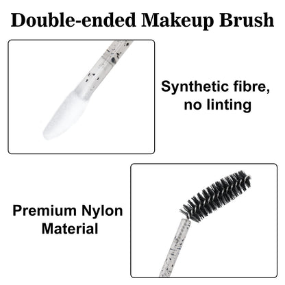G2PLUS 100pcs Eyelash Brush Lip Brush, Dual Ended Lip & Lash Brush, Disposable Mascara Wands and Lipstick Brush, Eyelash Extension Supplies Makeup Brush for Eyebrow, Lip and Makeup (Black)