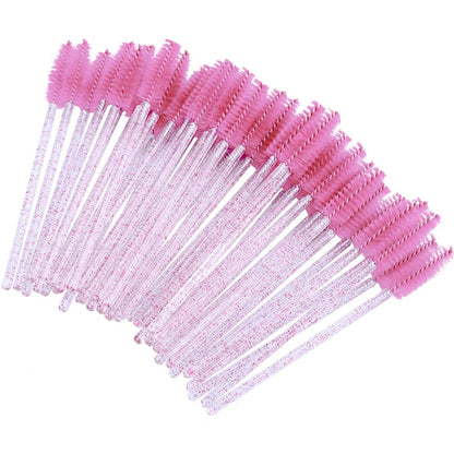 G2PLUS 50PCS Eyelash Mascara Brushes, Disposable Lash Spoolies, Bendable Crystal Mascara Wands for Lash Extensions, Eyebrow Grooming, Makeup Kit, Salon Professional Use