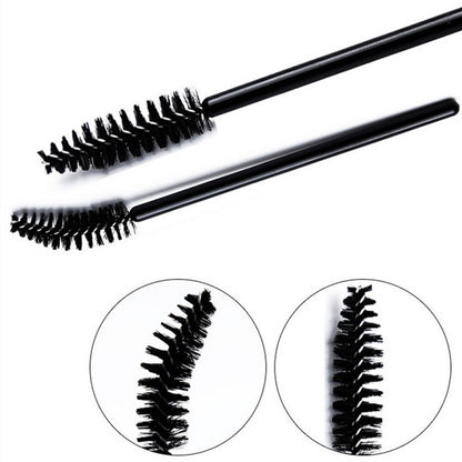G2PLUS 50pcs Disposable Eyelash Brushes, Mascara Wands Applicator Makeup Kits, Eyelash Spoolies Brushes for Lash Extensions, Eyebrow Grooming, Makeup Kit, Salon Professional Use (Black)