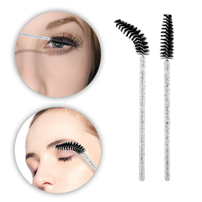 G2PLUS 50PCS Eyelash Mascara Brushes, Black Disposable Lash Spoolies, Bendable Crystal Mascara Wands for Lash Extensions, Eyebrow Grooming, Makeup Kit, Salon Professional Use