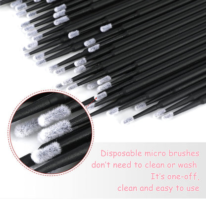 G2PLUS Micro Swabs, 100pcs Cotton Swabs for Makeup, Black Microswabs for Eyelash Extensions, Disposable Applicators Brush for Nails, Eyeliner and Lash Tech Supplies