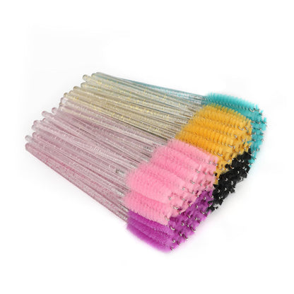 G2PLUS 50PCS Eyelash Mascara Brushes, Disposable Lash Spoolies, Bendable Crystal Mascara Wands for Lash Extensions, Eyebrow Grooming, Makeup Kit, Salon Professional Use