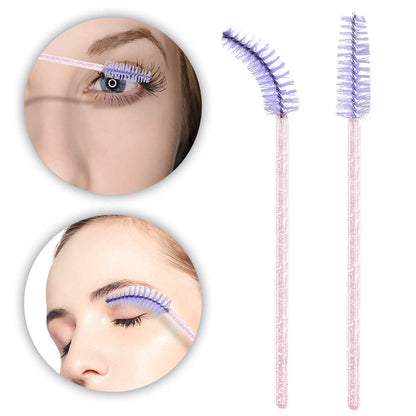 G2PLUS 50PCS Eyelash Mascara Brushes, Disposable Lash Spoolies, Bendable Crystal Mascara Wands for Lash Extensions, Eyebrow Grooming, Makeup Kit, Salon Professional Use