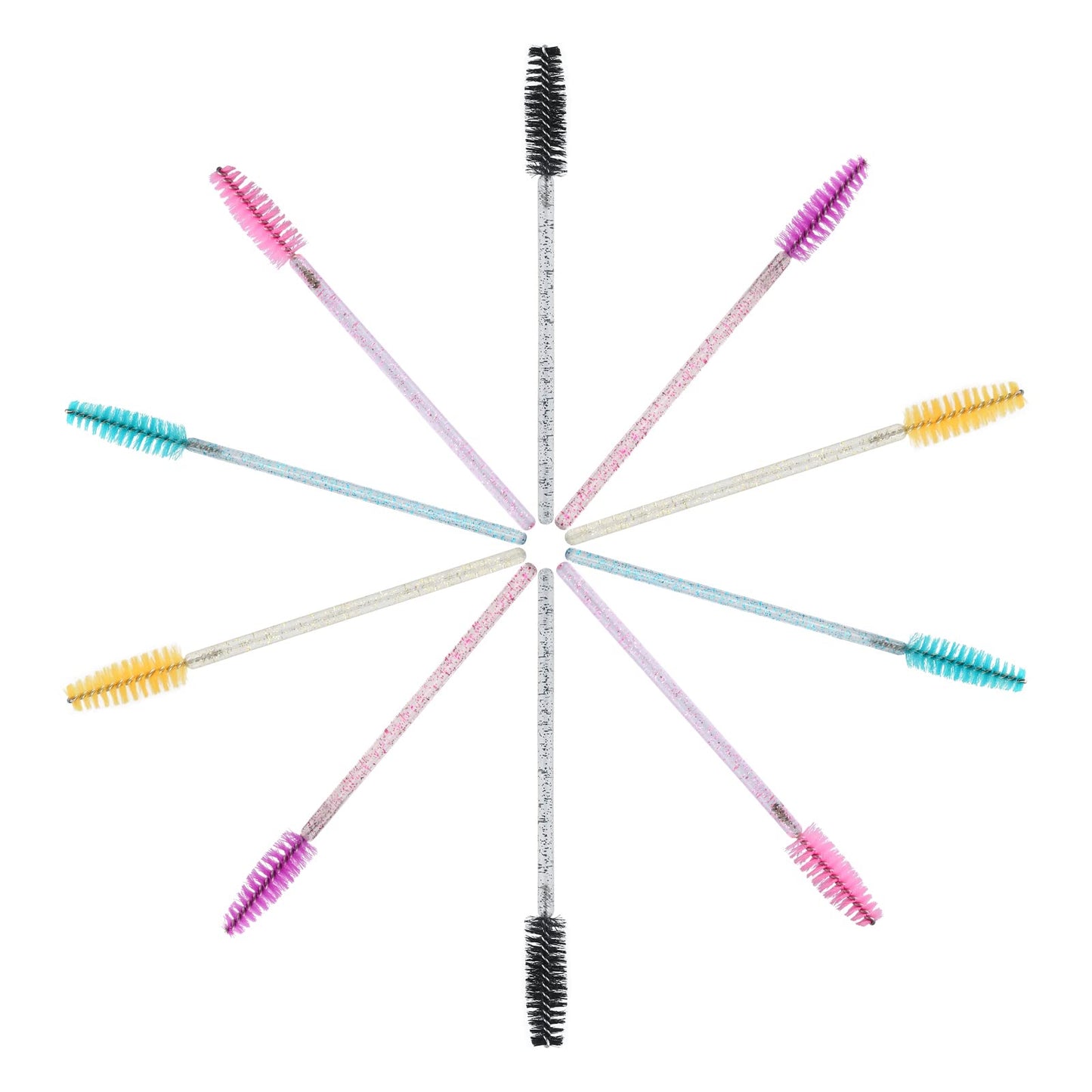 G2PLUS 50PCS Eyelash Mascara Brushes, Disposable Lash Spoolies, Bendable Crystal Mascara Wands for Lash Extensions, Eyebrow Grooming, Makeup Kit, Salon Professional Use