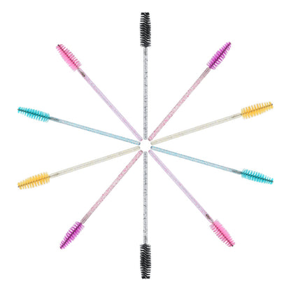G2PLUS 50PCS Eyelash Mascara Brushes, Disposable Lash Spoolies, Bendable Crystal Mascara Wands for Lash Extensions, Eyebrow Grooming, Makeup Kit, Salon Professional Use