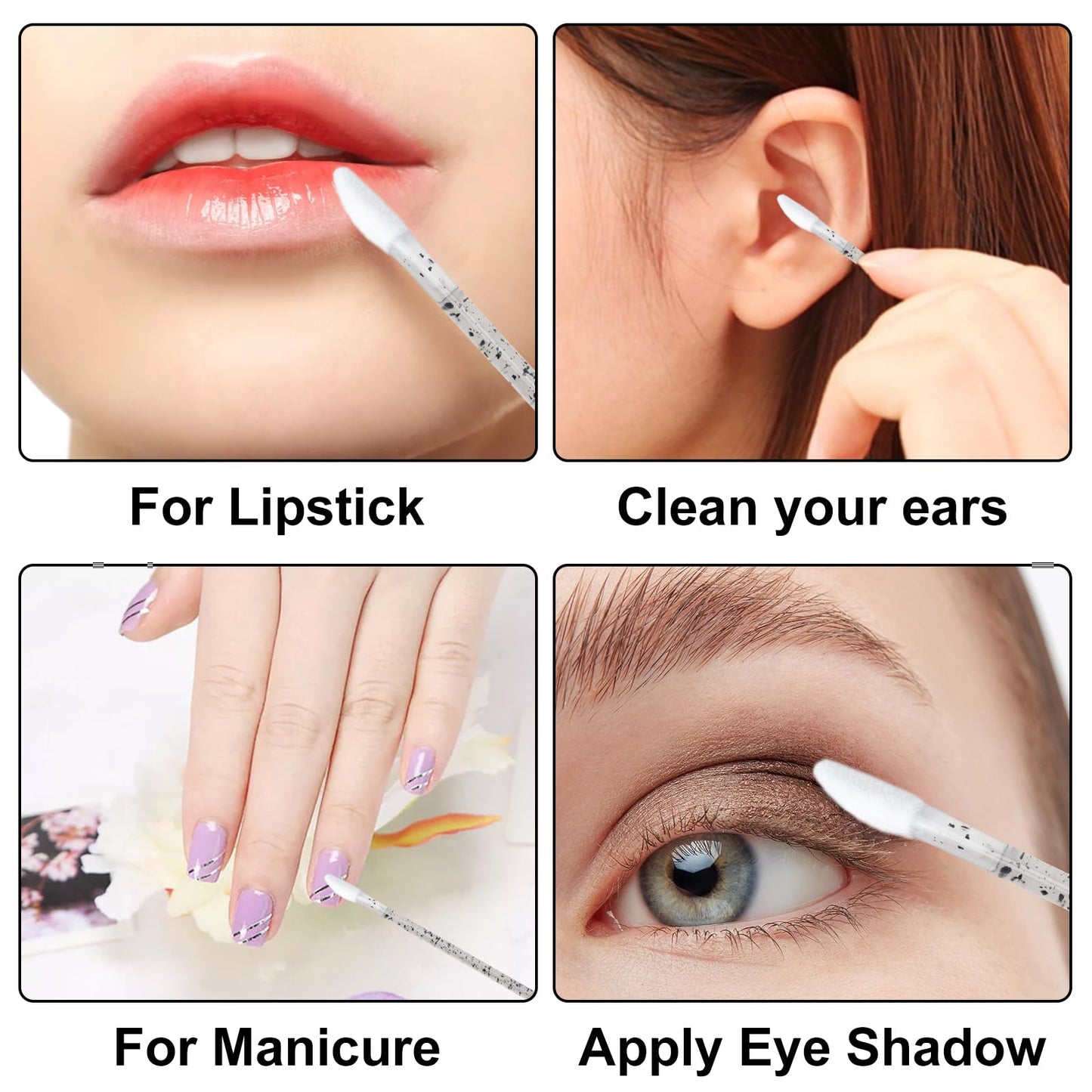 G2PLUS 100pcs Eyelash Brush Lip Brush, Dual Ended Lip & Lash Brush, Disposable Mascara Wands and Lipstick Brush, Eyelash Extension Supplies Makeup Brush for Eyebrow, Lip and Makeup (Black)