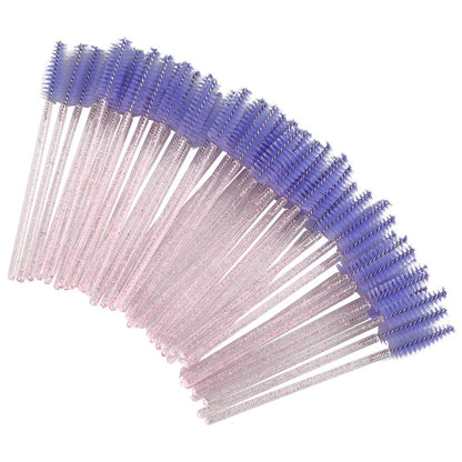 G2PLUS 50PCS Eyelash Mascara Brushes, Disposable Lash Spoolies, Bendable Crystal Mascara Wands for Lash Extensions, Eyebrow Grooming, Makeup Kit, Salon Professional Use