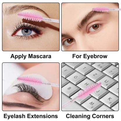 G2PLUS 100pcs Eyelash Brush Lip Brush, Dual Ended Lip & Lash Brush, Disposable Mascara Wands and Lipstick Brush, Eyelash Extension Supplies Makeup Brush for Eyebrow, Lip and Makeup (Pink)