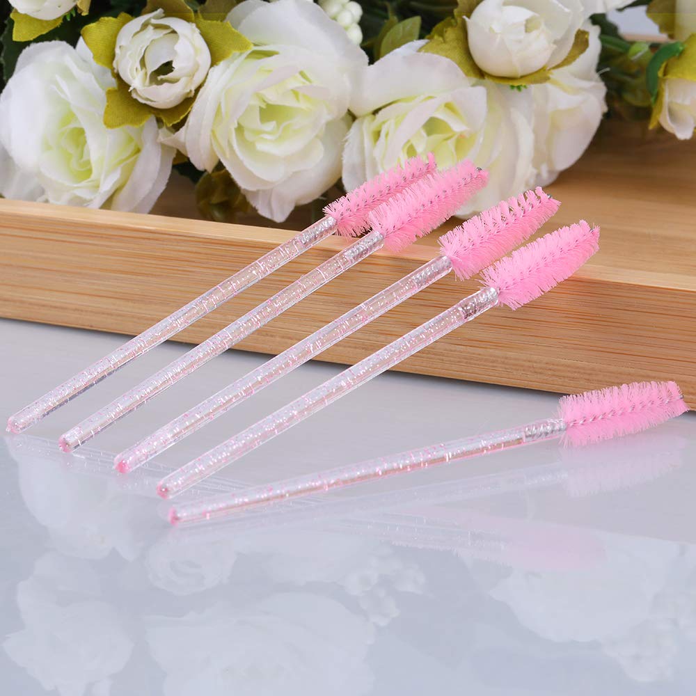 G2PLUS 50PCS Eyelash Mascara Brushes, Disposable Lash Spoolies, Bendable Crystal Mascara Wands for Lash Extensions, Eyebrow Grooming, Makeup Kit, Salon Professional Use