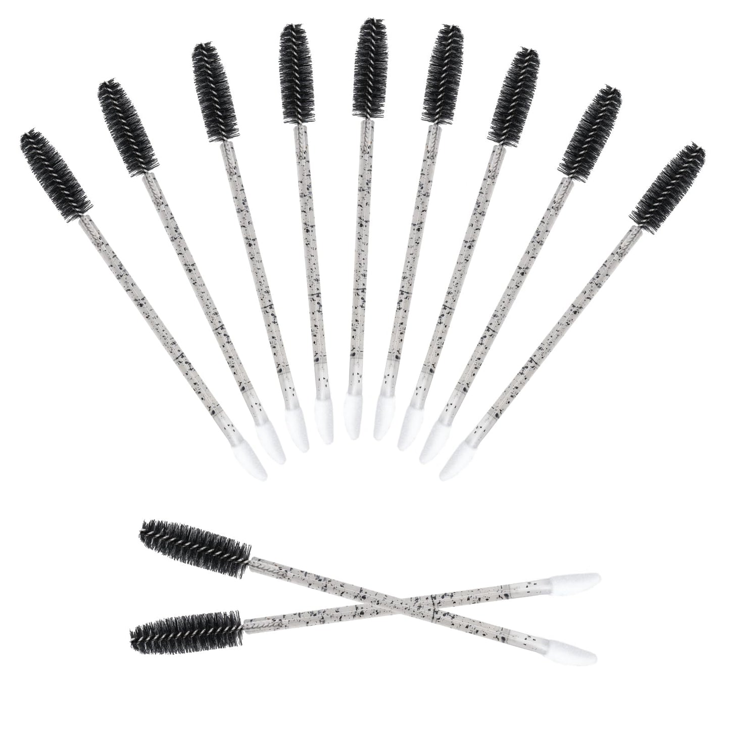 G2PLUS 100pcs Eyelash Brush Lip Brush, Dual Ended Lip & Lash Brush, Disposable Mascara Wands and Lipstick Brush, Eyelash Extension Supplies Makeup Brush for Eyebrow, Lip and Makeup (Black)
