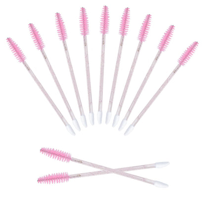 G2PLUS 100pcs Eyelash Brush Lip Brush, Dual Ended Lip & Lash Brush, Disposable Mascara Wands and Lipstick Brush, Eyelash Extension Supplies Makeup Brush for Eyebrow, Lip and Makeup (Pink)
