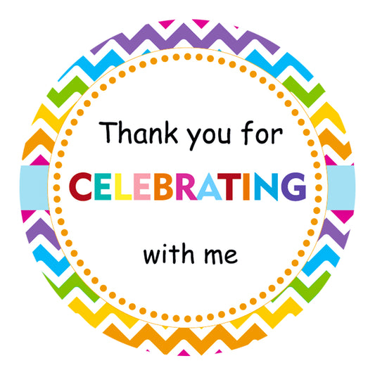 G2PLUS 5cm Thank You Stickers, 60PCS Waterproof Thank You for Celebrating with me Stickers, Wave Thank You Favors Stickers/Labels for Birthday Party Bags, Baby Shower Party Favors
