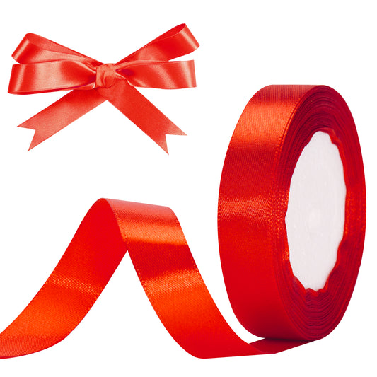 G2PLUS Red Stain Ribbons, 20mm Gift Wrap Ribbon, 22M Ribbons for Gift Wrapping, Christmas Day Decorative Ribbon, Thick Fabric Ribbon, Gift Wrapping Ribbon for Crafting, Wedding Party Decoration