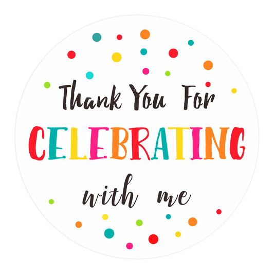 G2PLUS 5cm Thank You Stickers, 60PCS Waterproof Thank You for Celebrating with me Stickers, Dots Thank You Favors Stickers/Labels for Birthday Party Bags, Baby Shower Party Favors