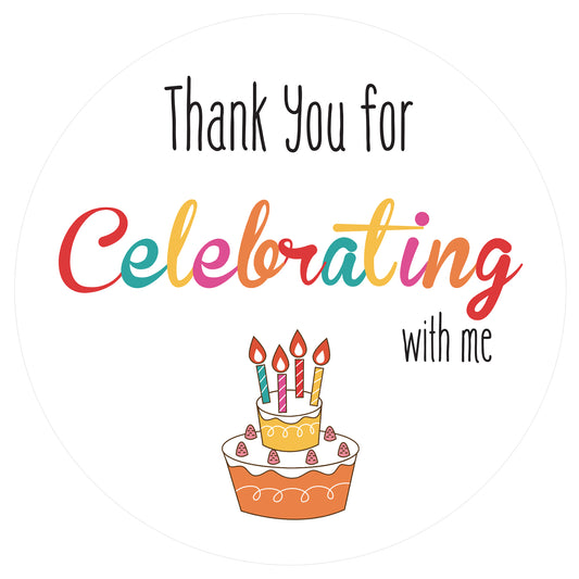 G2PLUS 5cm Thank You Stickers,60PCS Waterproof Thank You for Celebrating with me Stickers,Cake Candles Thank You Favors Stickers/Labels for Birthday Party Bags,Baby Shower Party Favors