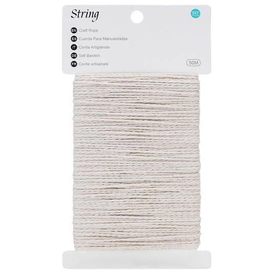 G2PLUS 50M White Cotton String Twine -2MM Craft Cotton Cord - Cotton Butchers Thread Twine Perfect for Cooking, DIY Crafts and Handmade