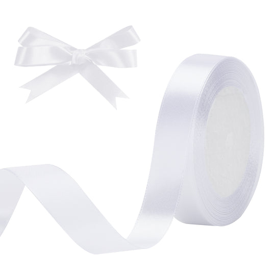 G2PLUS White Stain Ribbons, 20mm Gift Wrap Ribbon, 22M Ribbons for Gift Wrapping, Valentine's Day Decorative Ribbon, Thick Fabric Ribbon, Gift Wrapping Ribbon for Crafting, Wedding Party Decoration