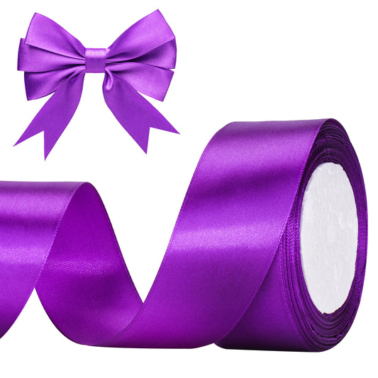 G2PLUS Purple Stain Ribbons,40mm Gift Wrap Ribbon- 22M Ribbons for Gift Wrapping, Wide Fabric Ribbon for Cake, Gift Wrapping Ribbon for Crafting, Wedding Party Decoration