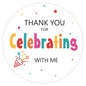 G2PLUS 5cm Thank You Stickers,60PCS Waterproof Thank You for Celebrating with me Stickers,Confetti Thank You Favors Stickers/Labels for Birthday Party Bags,Baby Shower Party Favors