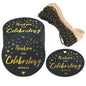 G2PLUS 50PCS Thank You for Celebrating with us Tags, Wedding Favor Tags with String, 5CM Black Gold Thank You Tags for Baby Shower, Wedding Favor Party Decor