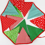 10.8 Feet / 3.3 M Triangle Pennant Flags Vintage Bunting Floral Cotton Banner Kit Pennant Garland For Wedding,Festivals,Nursery,Outdoor Pennant Hanging Decoration (Red Green) - G2plus