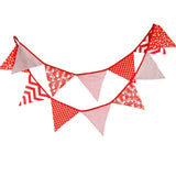 3.3 M Triangle Pennant Flags Vintage Bunting Floral Cotton Banner Kit Pennant Garland For Wedding,Festivals,Nursery,Outdoor Pennant Hanging Decoration (Red) - G2plus