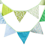 3.3 M Triangle Pennant Flags Vintage Bunting Floral Cotton Banner Kit Pennant Garland For Wedding,Festivals,Nursery,Outdoor Pennant Hanging Decoration (Blue Green) - G2plus