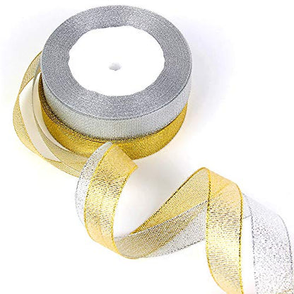 G2PLUS Ruban D'emballage Cadeau en Organza,pour Coffret Cadeau Décoration Mariage Noël - 2 rouleaux x 22M