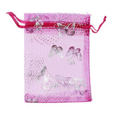 Organza Bags, G2PLUS 100PCS 9X12CM (3.54X4.72") Drawstring Organza Jewelry Favor Pouches Wedding Party Festival Gift Bags Candy Bags (Rose Butterfly Floral Print Pattern) - G2plus