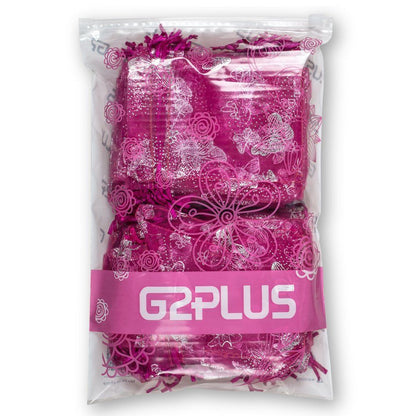 Organza Bags, G2PLUS 100PCS 9X12CM (3.54X4.72") Drawstring Organza Jewelry Favor Pouches Wedding Party Festival Gift Bags Candy Bags (Rose Butterfly Floral Print Pattern) - G2plus